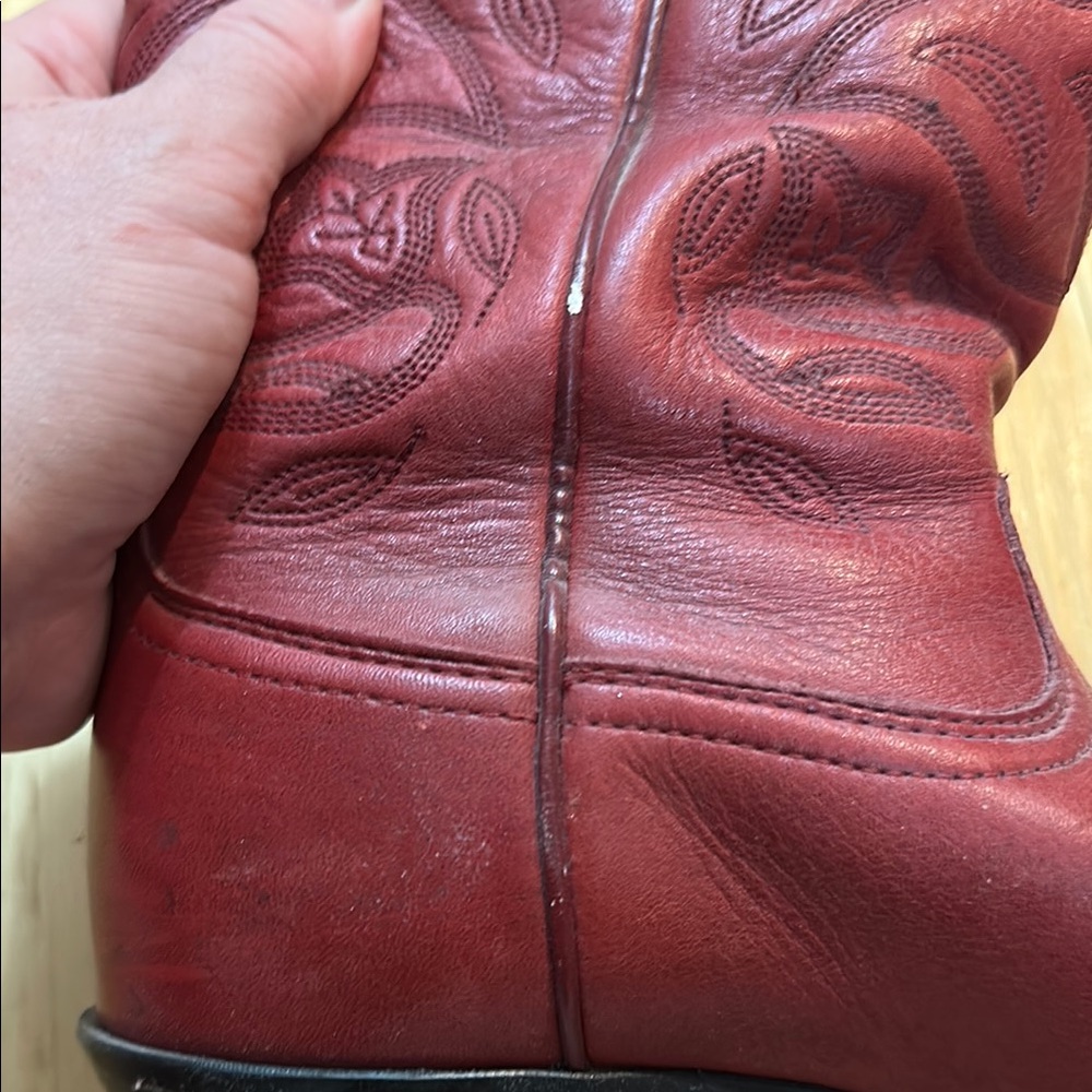 Ariat Red Leather Floral Western Heeled Boots - Picture 5 of 13